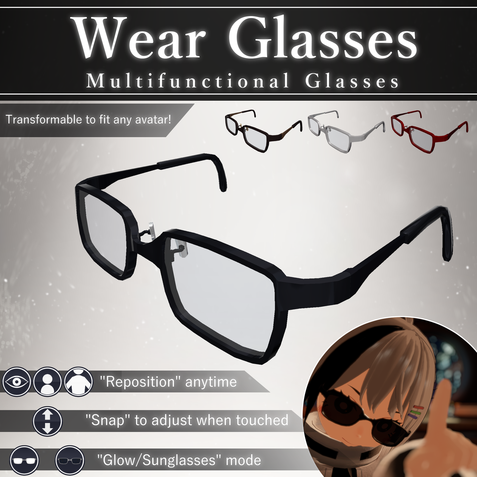 WearGlasses V1.1 | VRChat Item [MA Ready]