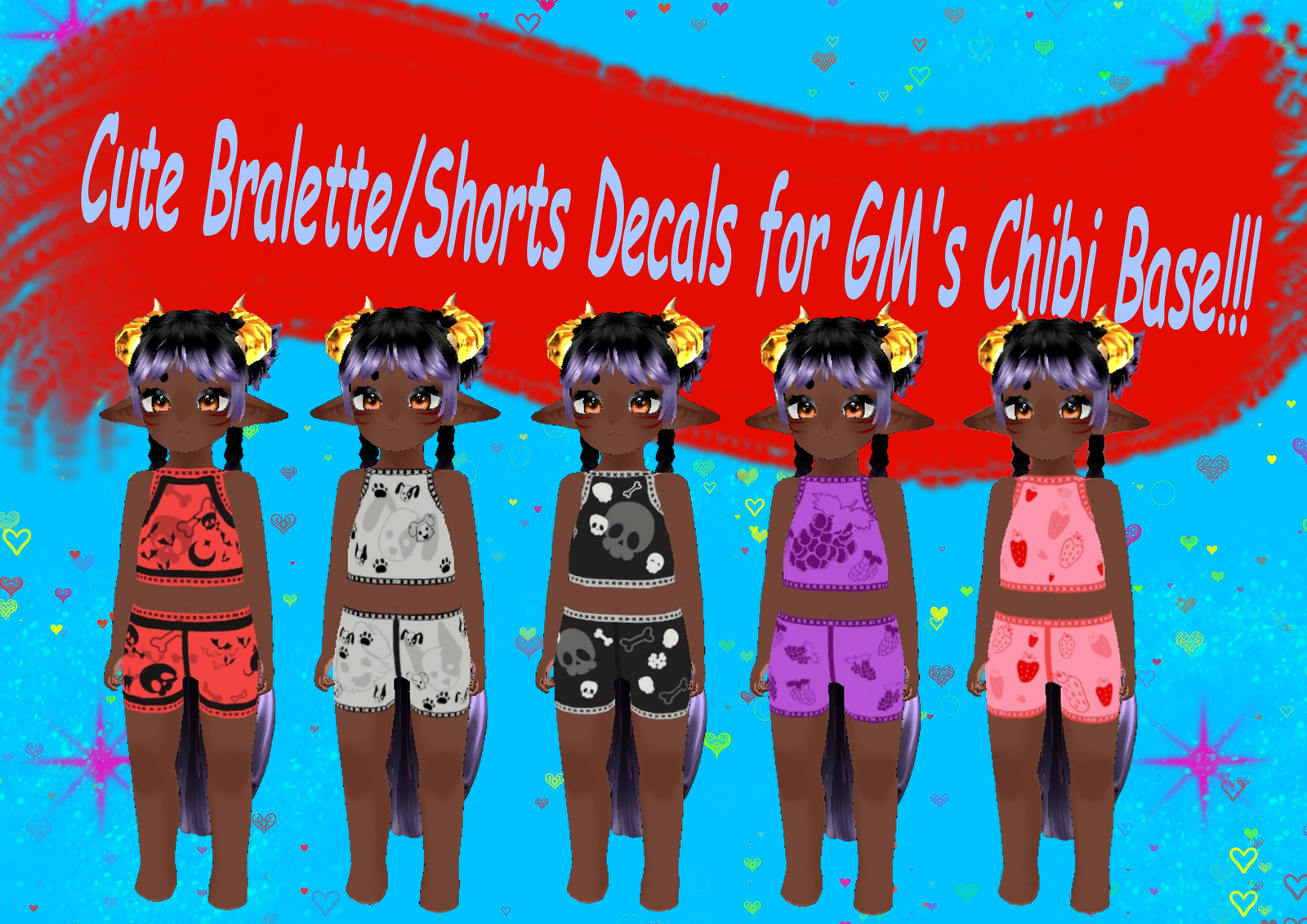 Cute Bralette and Shorts Decals for GM's Chibi Base!