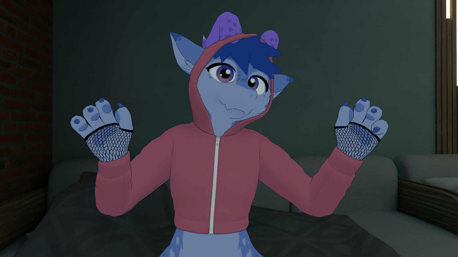 Clothes pack for Kobi - Hoodie, Crop Top, Arm Fishnets