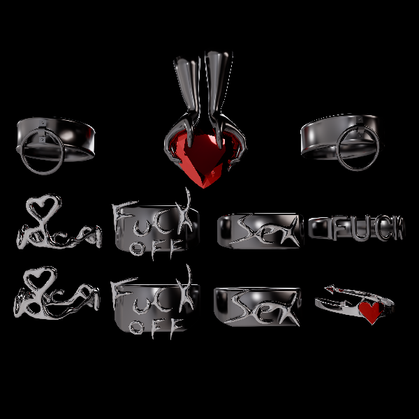 Gothic Bundle [Rings/Earring/Chain]