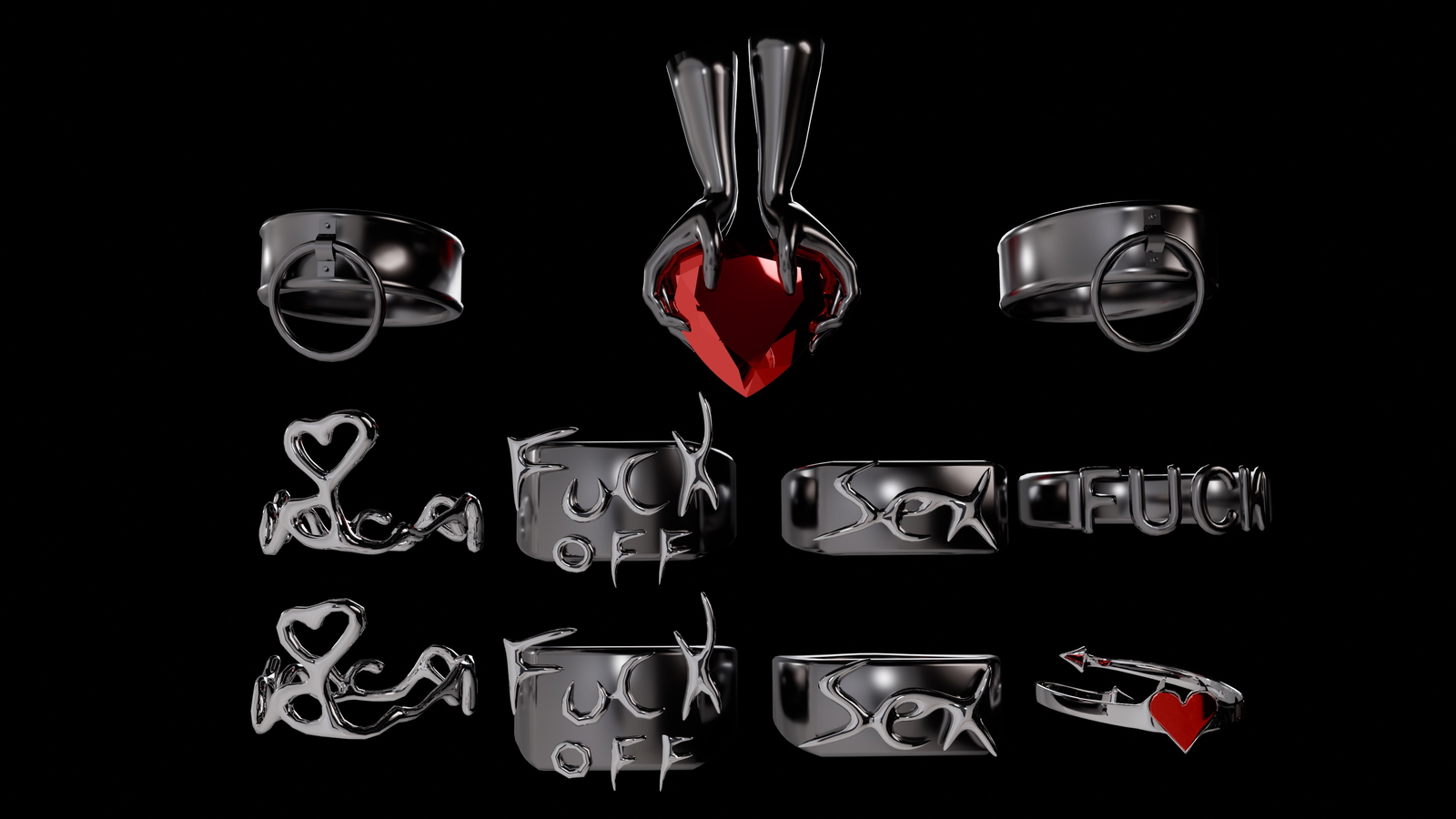 Gothic Bundle [Rings/Earring/Chain]