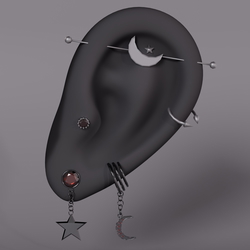 Celestial Dark Ear Stack - 5 Piece Gothic Jewelry Set for VRChat