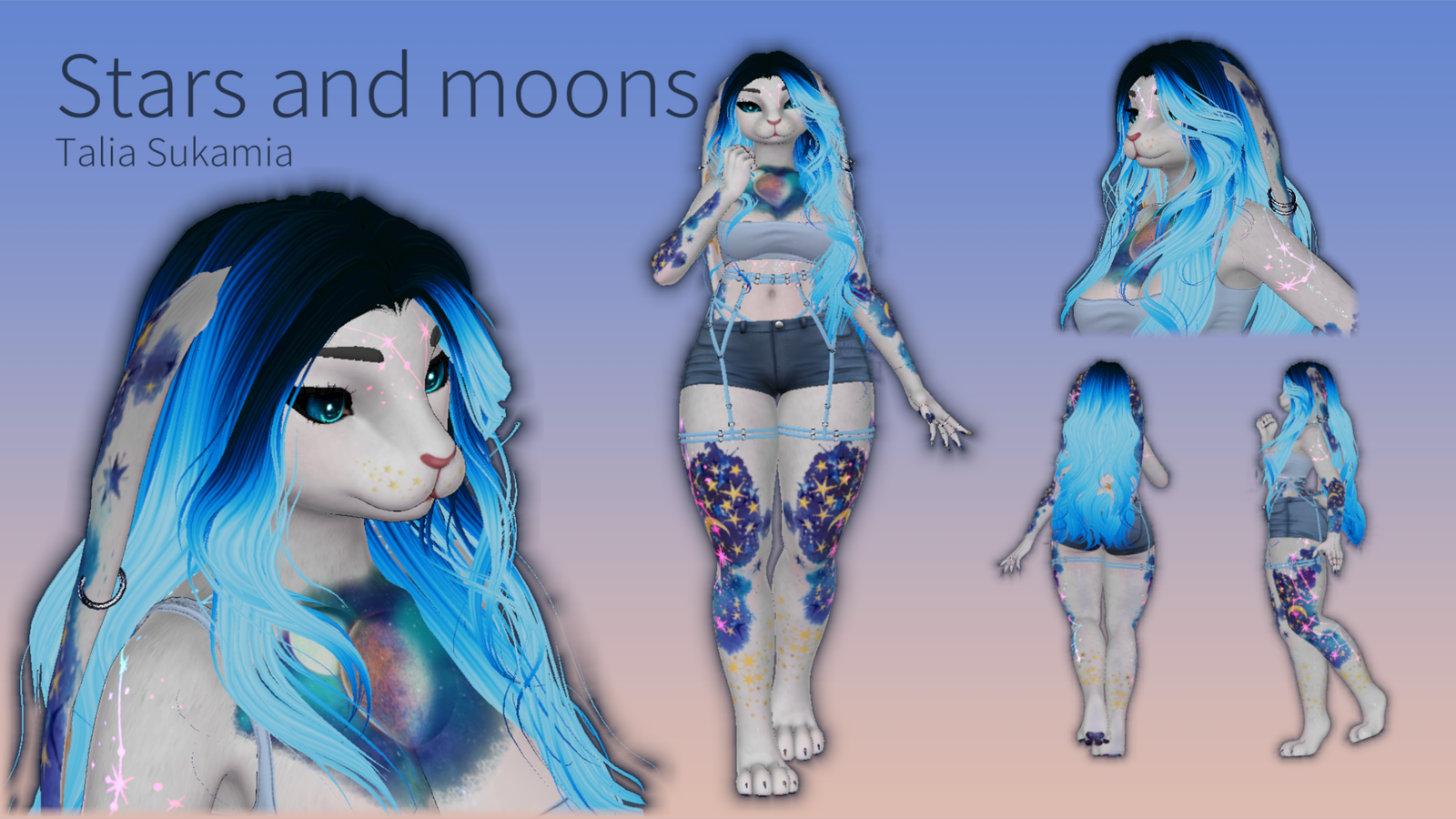 Celestial Stars and Moon Texture-Clover Bunny