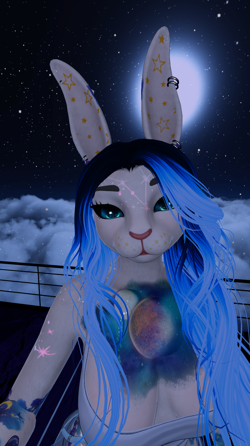Celestial Stars and Moon Texture-Clover Bunny
