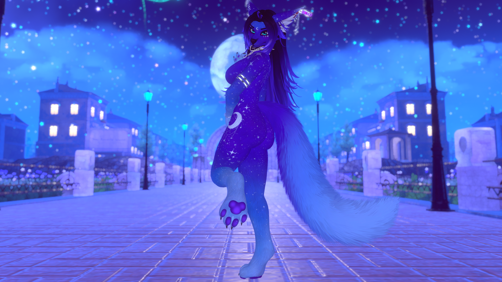 Galaxy Texture  ♡  Male & Female Toggles for FoxiPaws Akia (VRChat Furry)