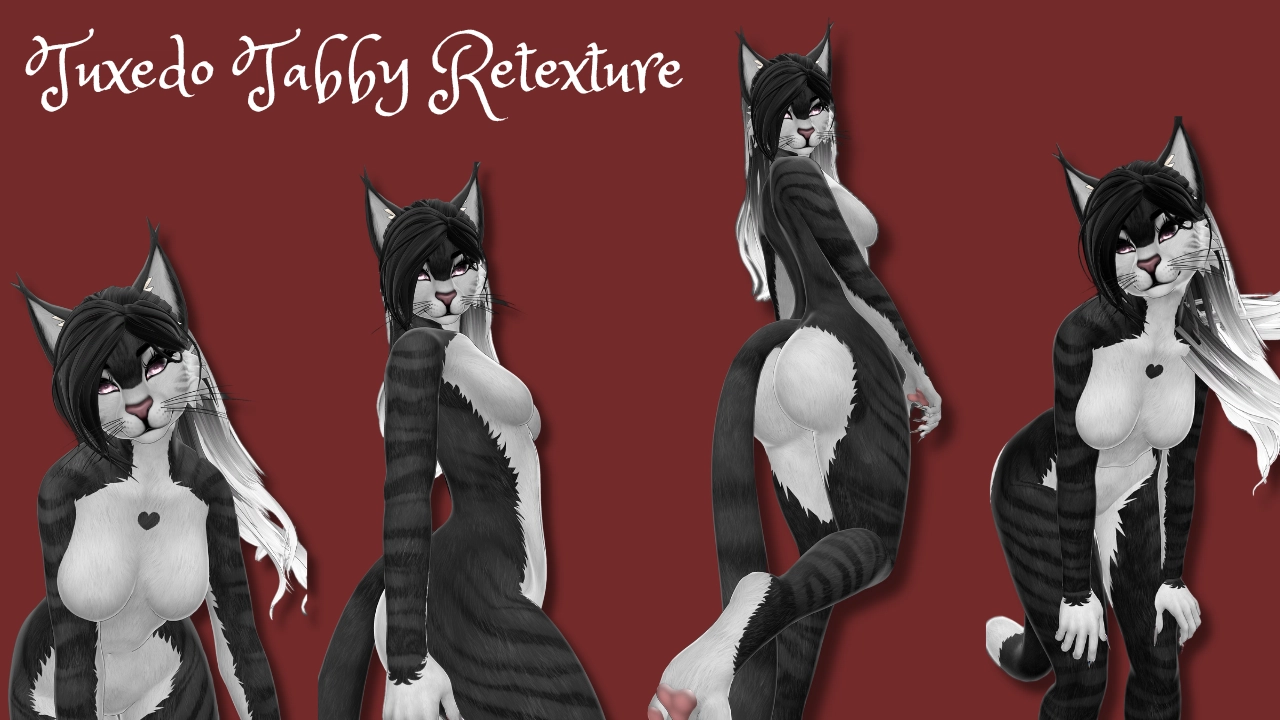 Tuxedo Tabby Cat ~ Retexture for Foxipaws Cleo Avatar [Furry VRChat]
