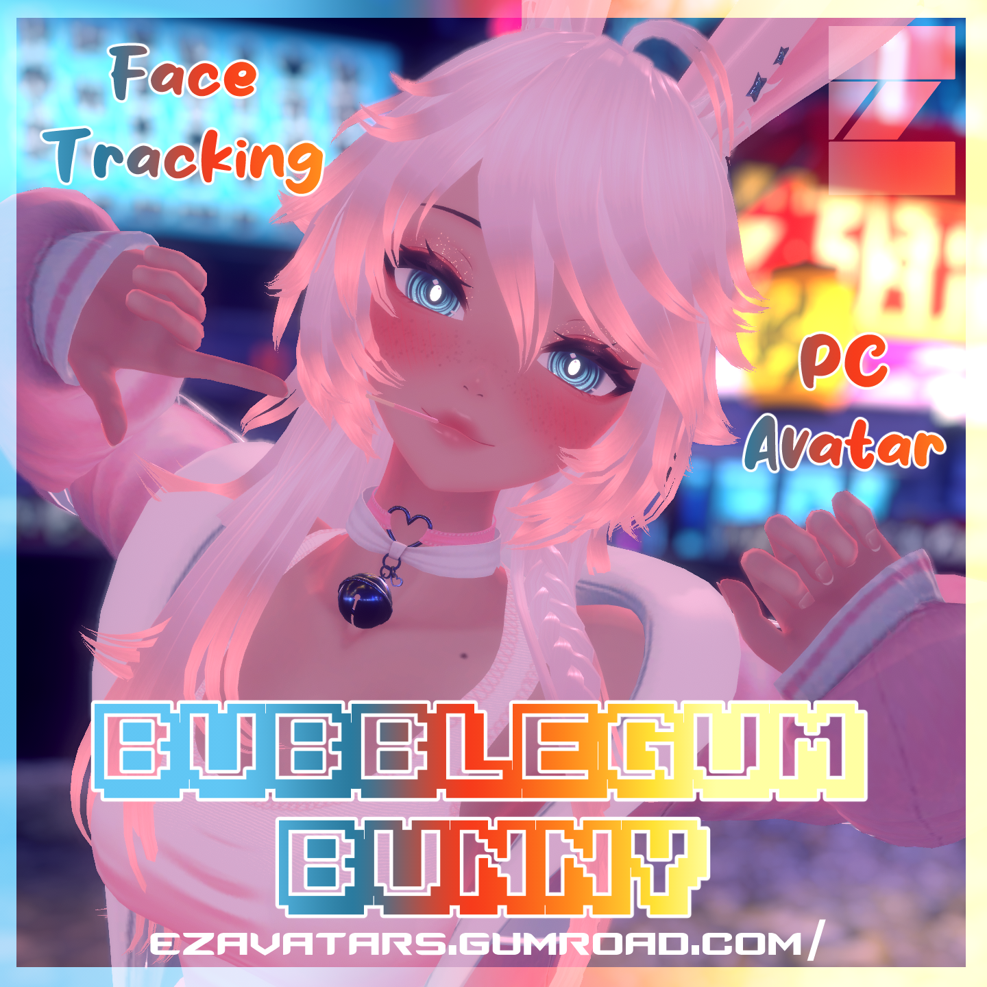 Bubblegum Bunny - Face Tracking - PC Avatar - Personal License Only