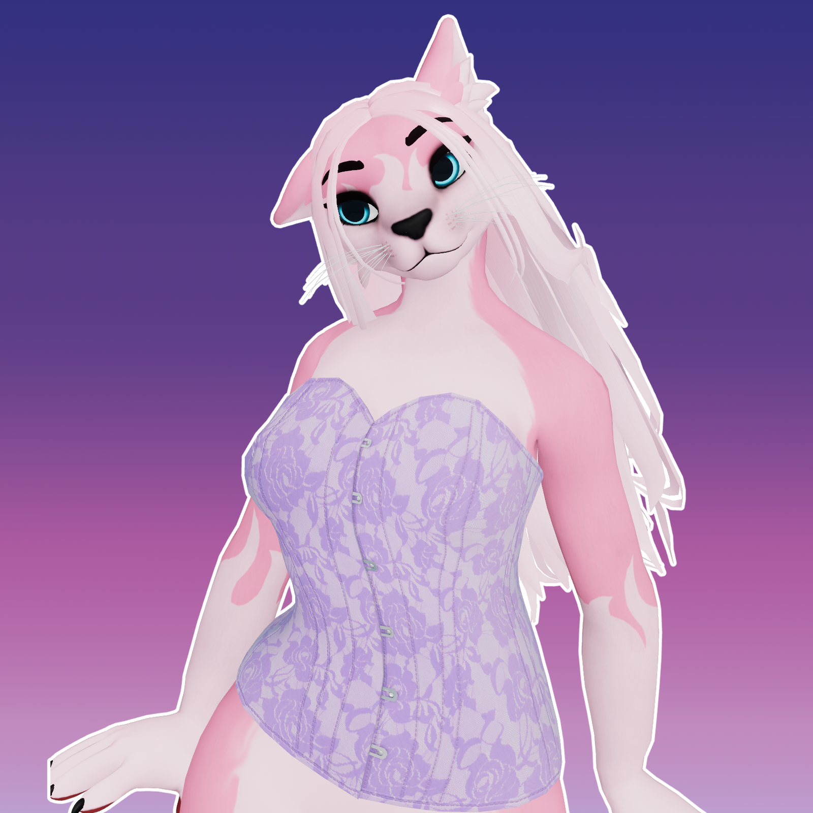 Stylish Overbust Corset - Winterpaw Feline (Jinxxy)