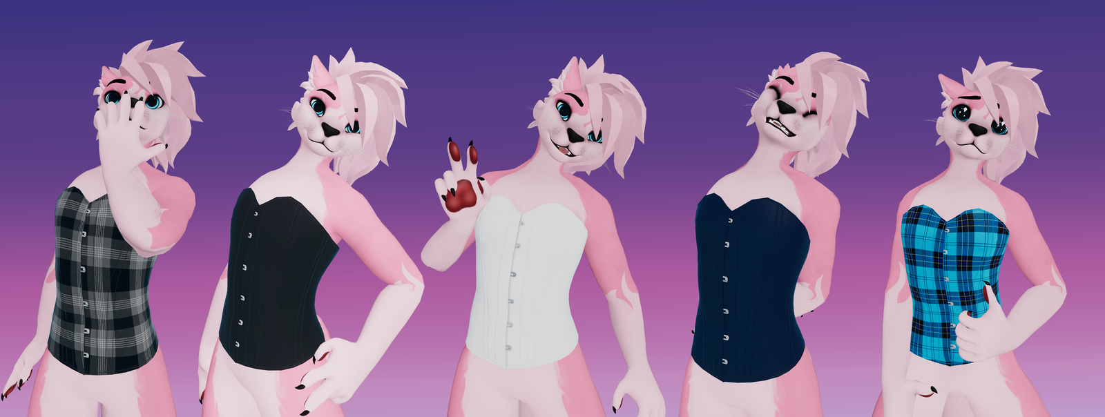 Stylish Overbust Corset - Winterpaw Feline (Jinxxy)