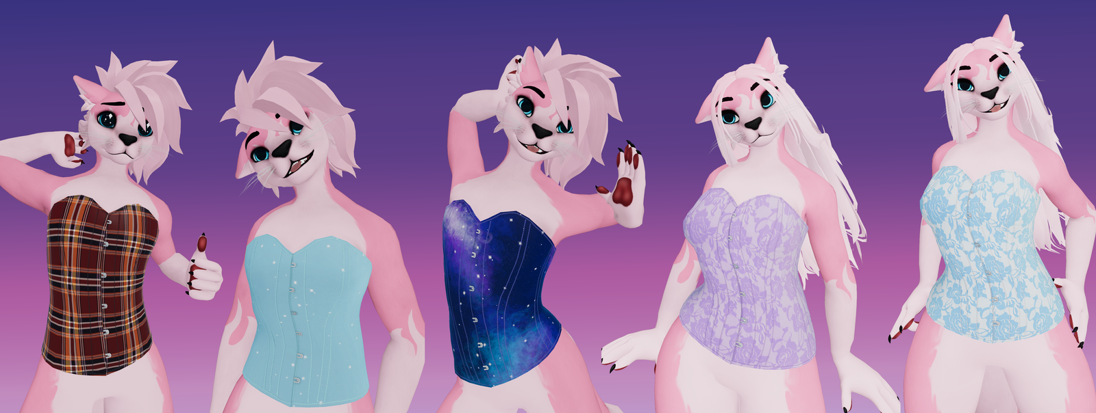 Stylish Overbust Corset - Winterpaw Feline (Jinxxy)