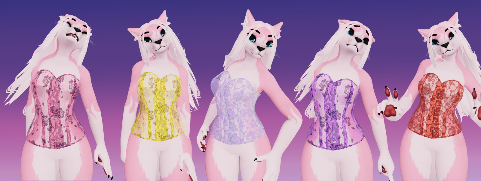 Stylish Overbust Corset - Winterpaw Feline (Jinxxy)