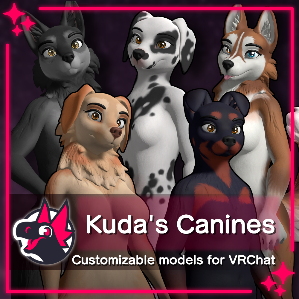 Kuda's Canines 2.0 - Model and VRC Avatar pack