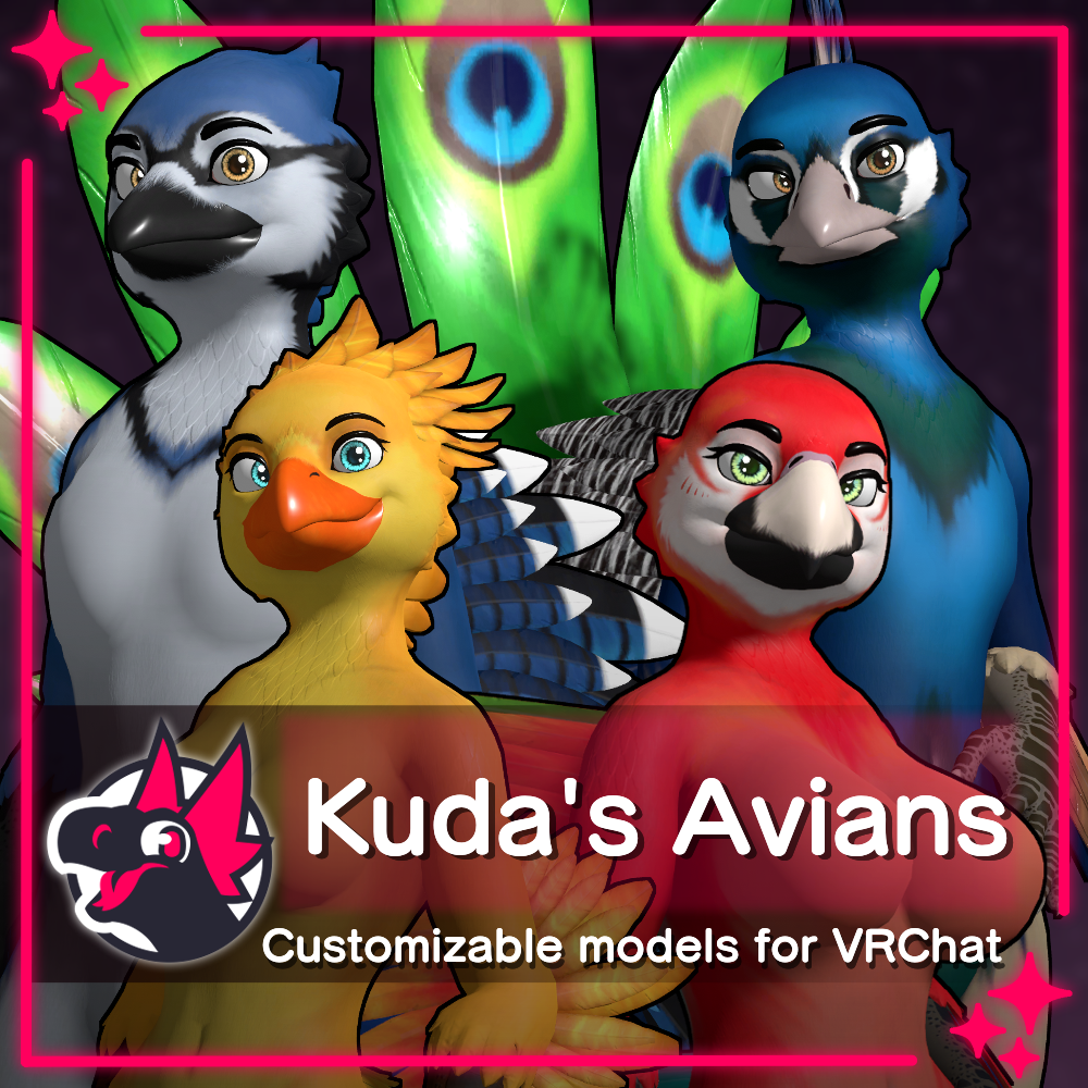Kuda's Avians - Model and VRC Avatar pack (PJKT:FEST Sale!)