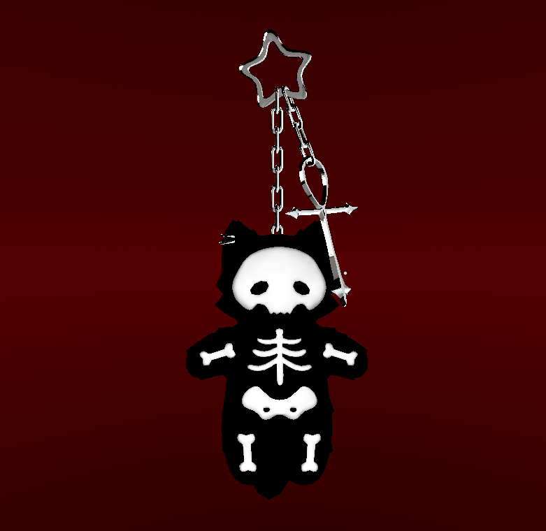Skeleton Kitty Keychain