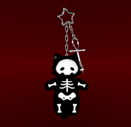 Skeleton Kitty Keychain