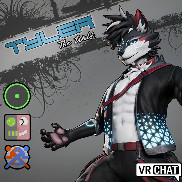 Tyler the Wolf (Vrchat Avatar, Face Tracking and Quest)