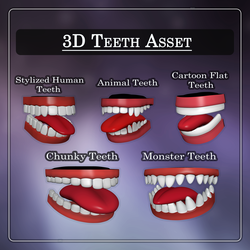 5 Stylized Teeth Sets – 3D Asset (Cartoon, Animal & Monster)