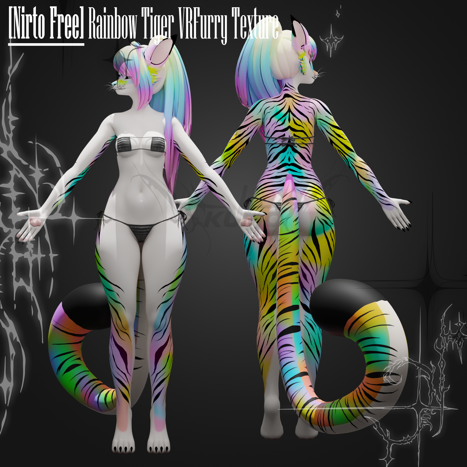 Rainbow Tiger VRFurry Texture