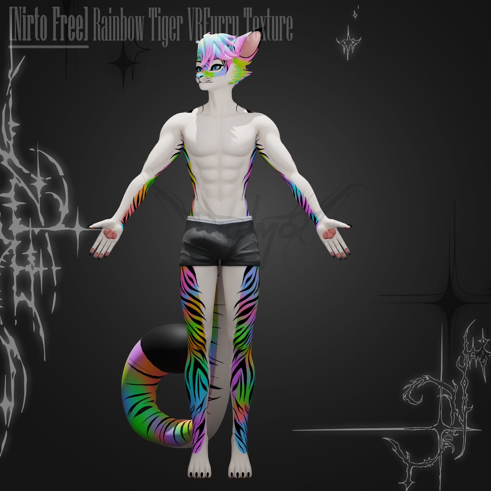Rainbow Tiger VRFurry Texture