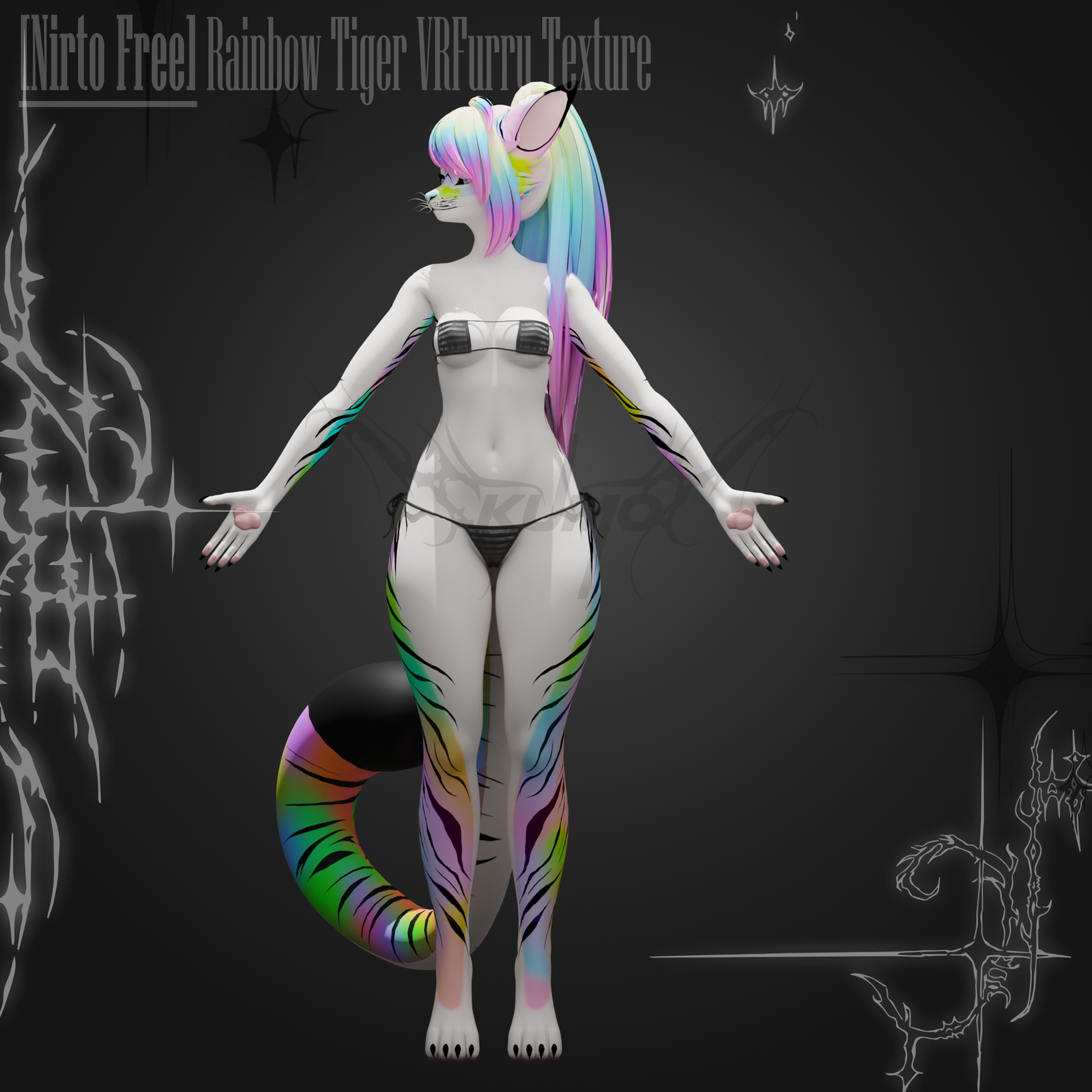 Rainbow Tiger VRFurry Texture