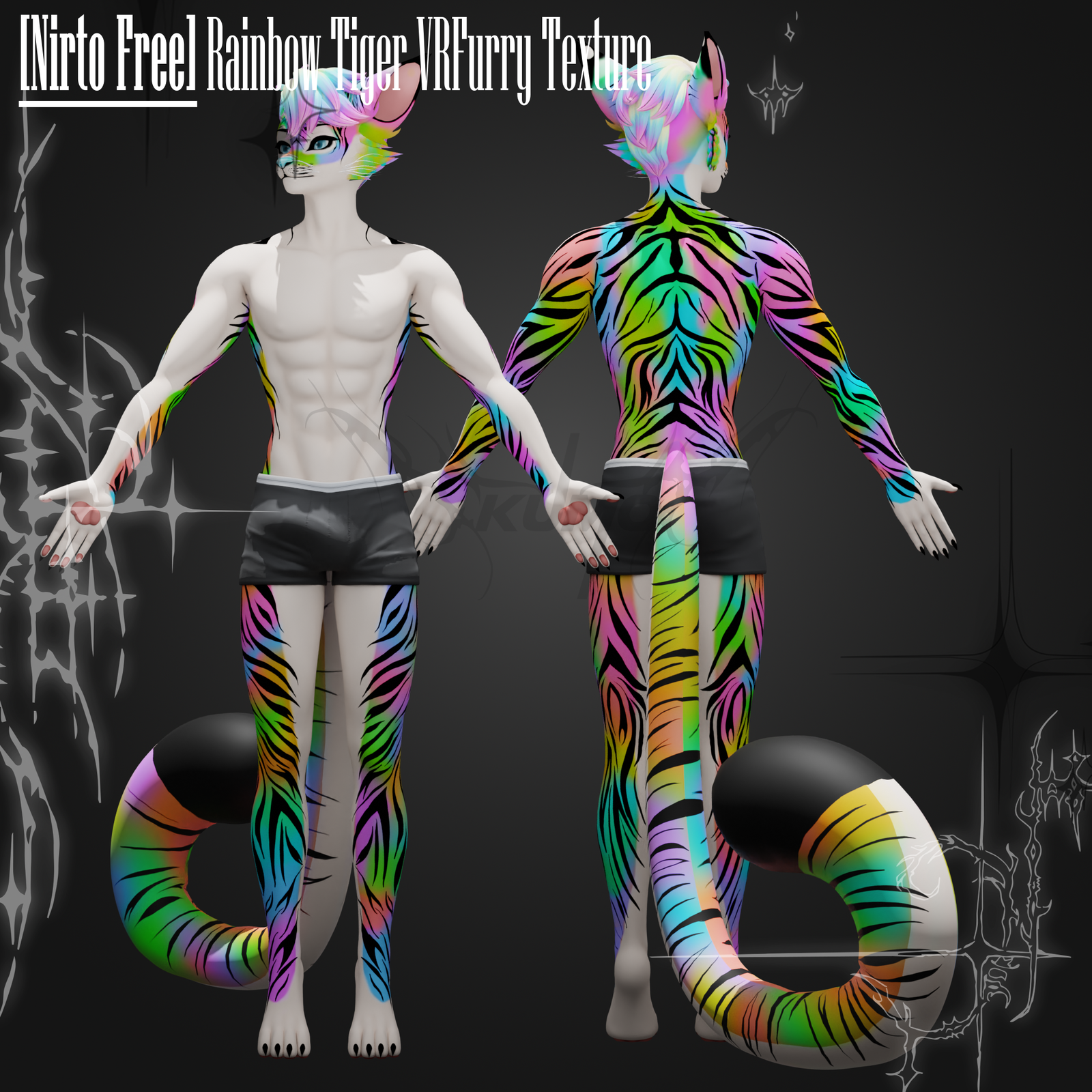 Rainbow Tiger VRFurry Texture