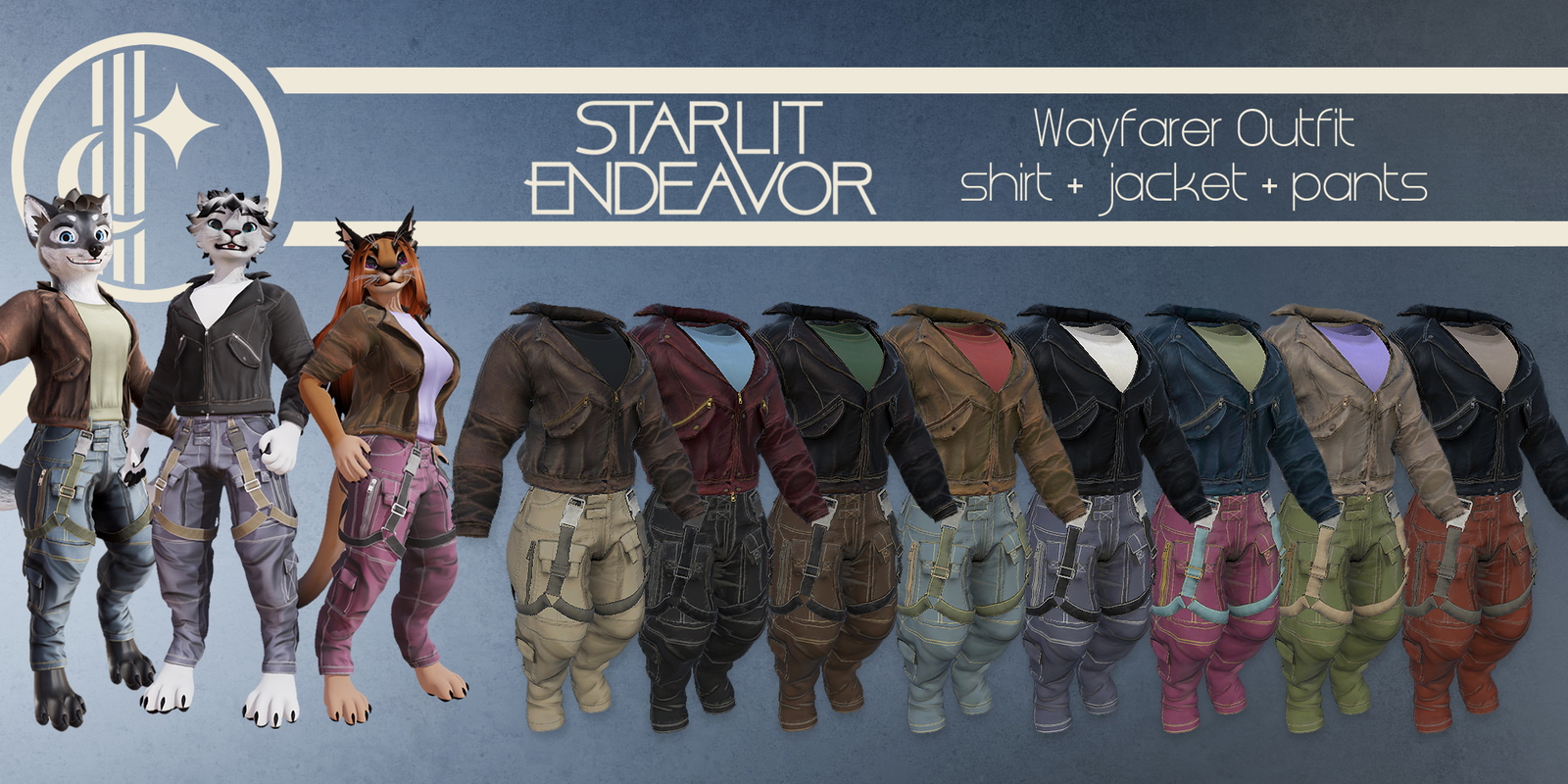 Wayfarer Outfit - Shirt + Jacket + Pants - VRChat Clothing