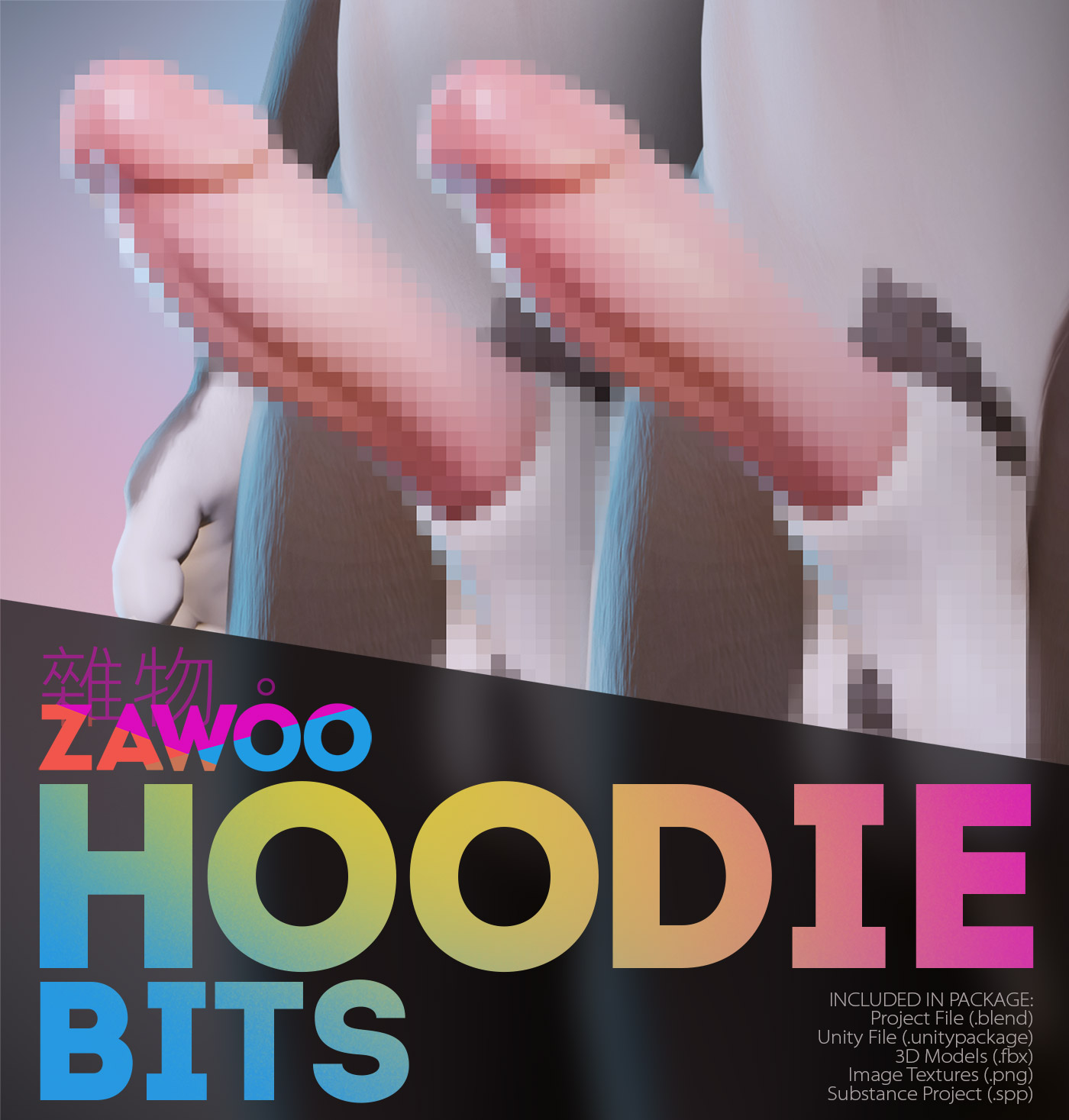 [ZaWoo] Hoodie Bits - 3D Model for Unity