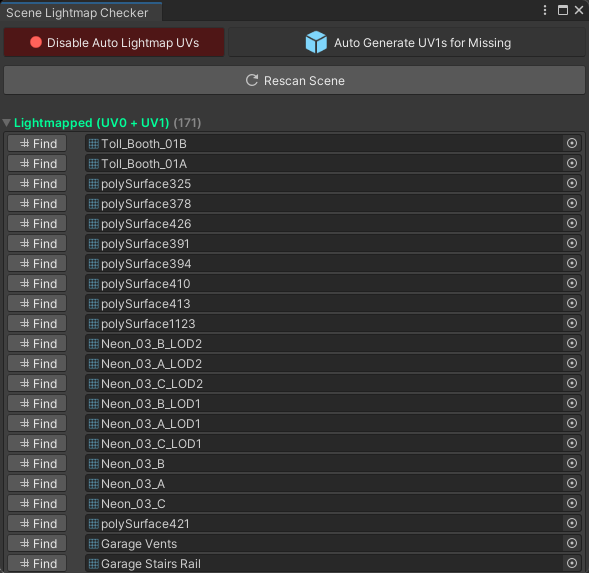 Scene Lightmap Checker for Unity