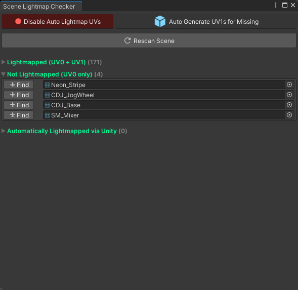 Scene Lightmap Checker for Unity