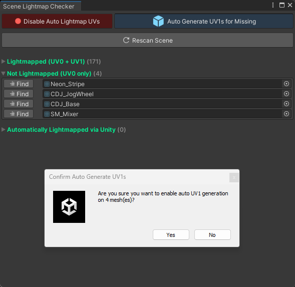 Scene Lightmap Checker for Unity