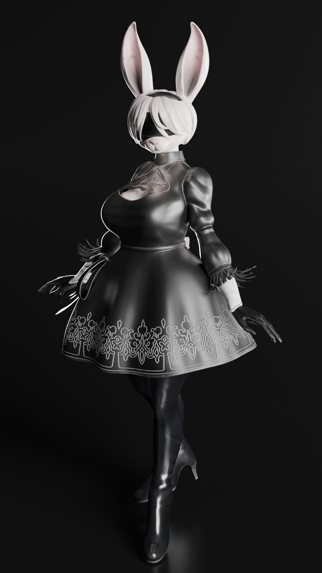 YoRHa No.2 Type B(Bunny) Furry VRchat Avatar and blender/SFM animation