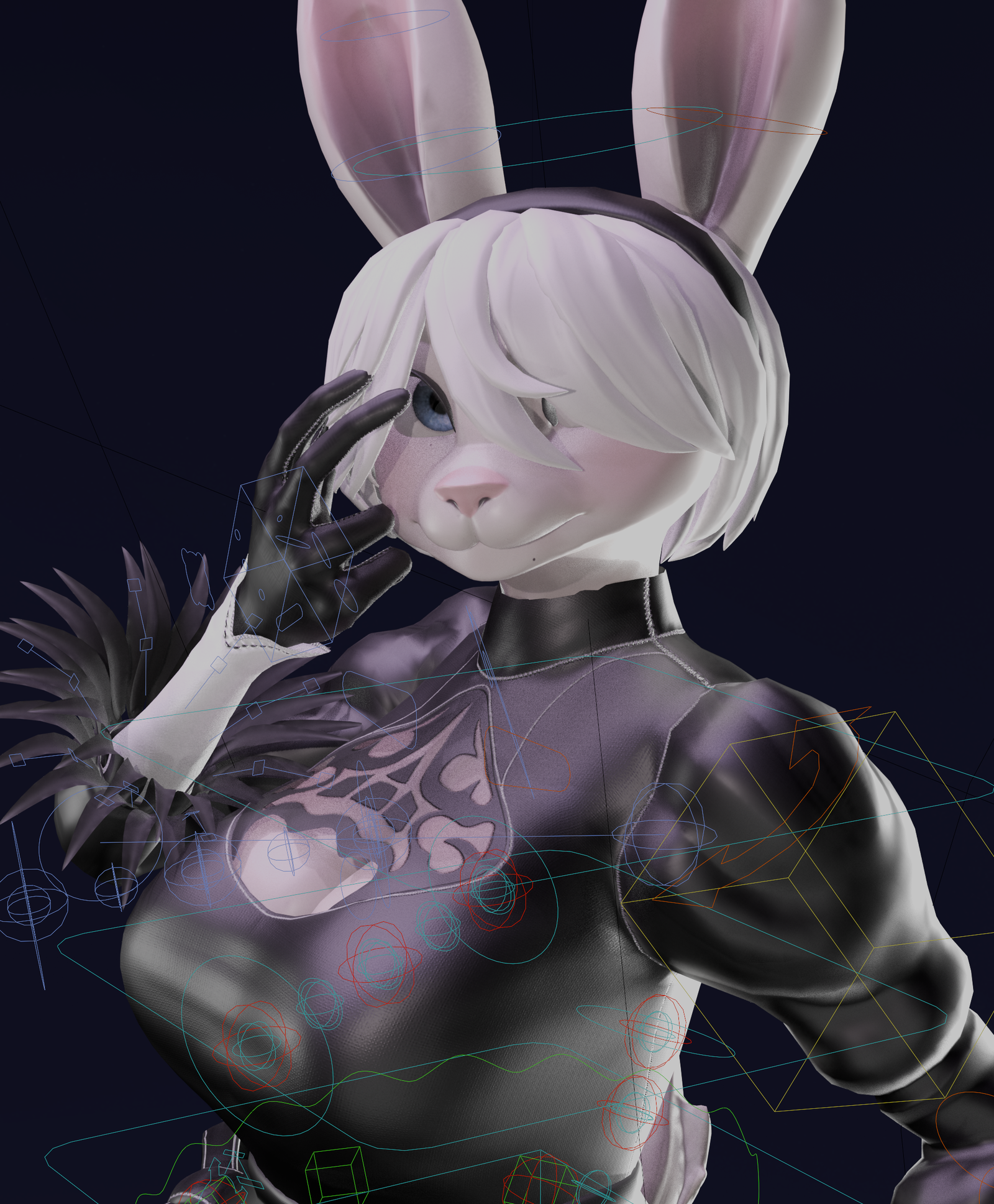 YoRHa No.2 Type B(Bunny) Furry VRchat Avatar and blender/SFM animation