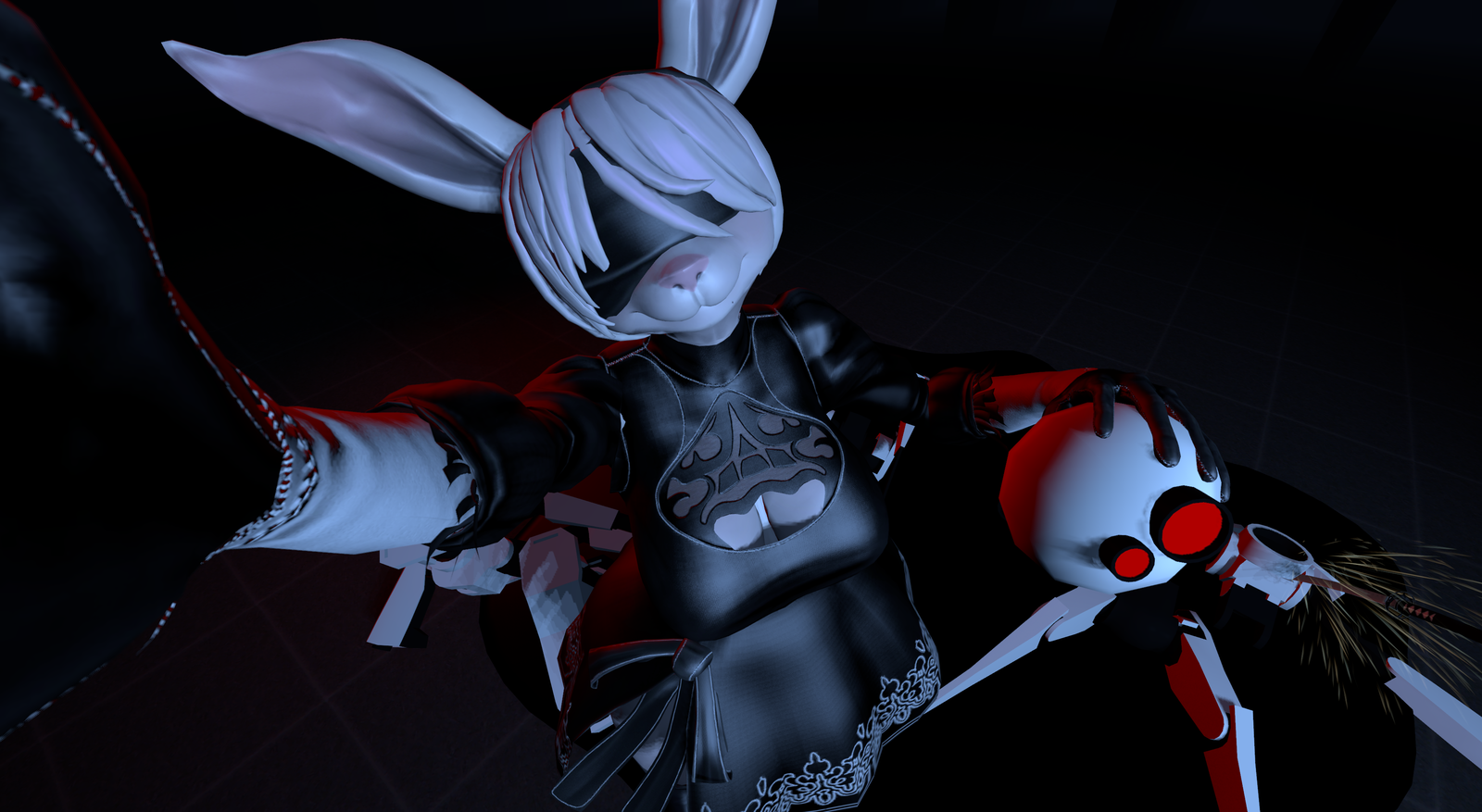 YoRHa No.2 Type B(Bunny) Furry VRchat Avatar and blender/SFM animation