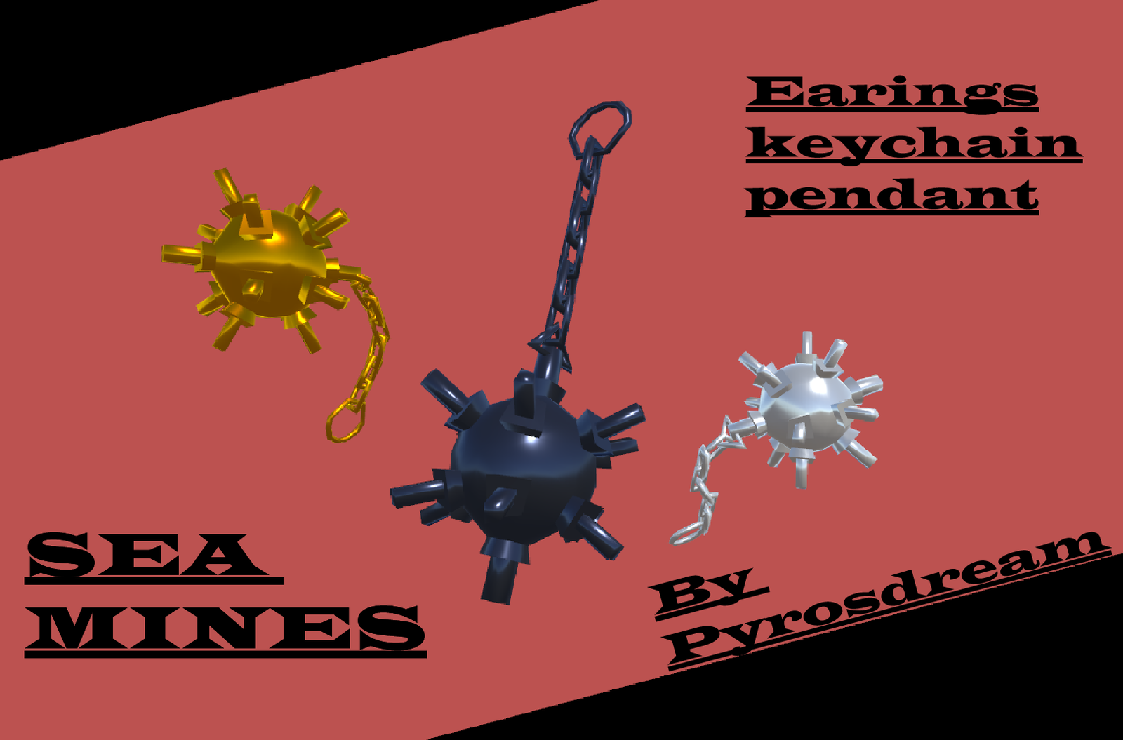 Sea mine Earings/pendent/keyring