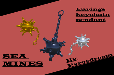Sea mine Earings/pendent/keyring