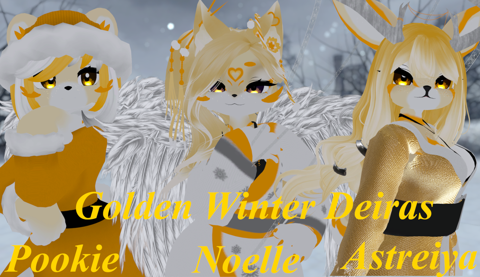Golden Winter Deira VRChat Furry Avatars