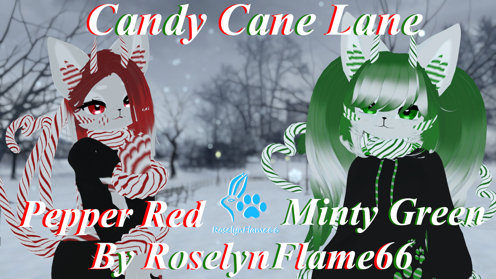 Candy Cane Lane Deira VRChat Furry Avatars Pepper and Minty