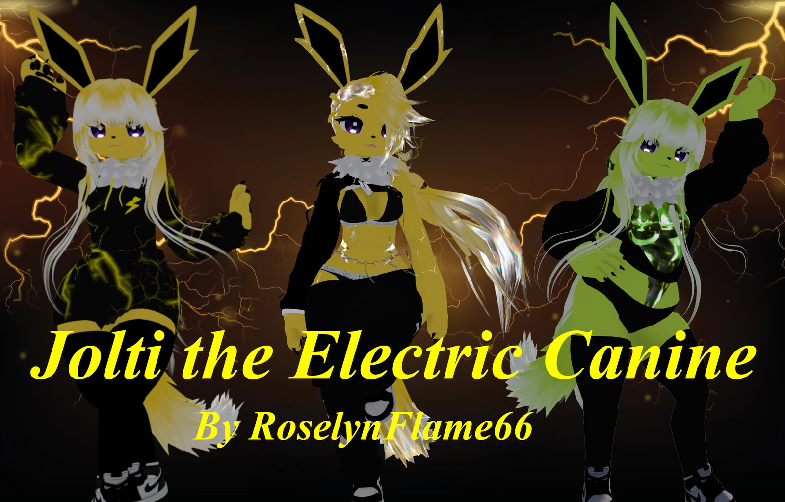 Jolti the Electric Canine Deira VRChat Furry Avatar (Quest Compatible) 