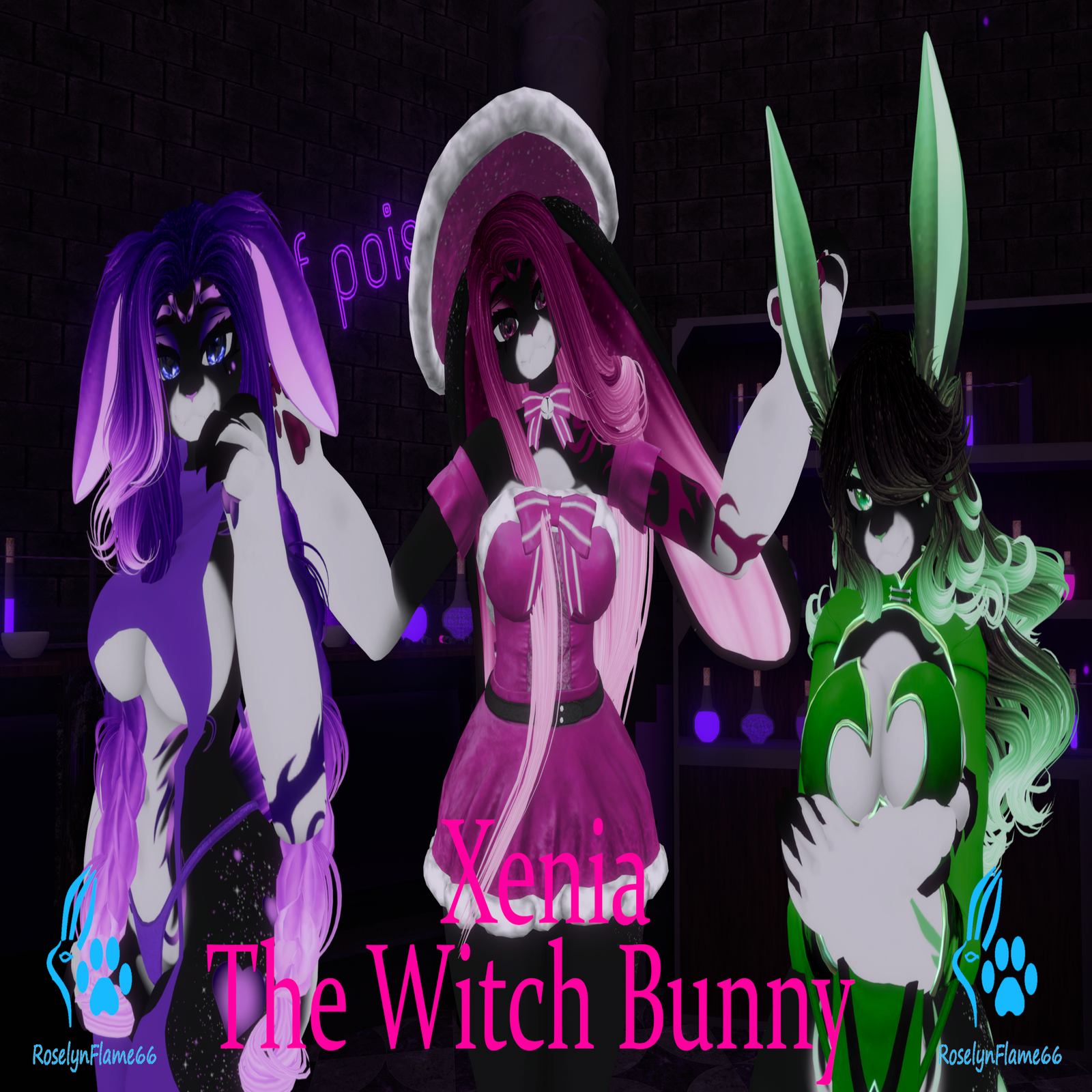 Xenia Witch Bunny VRChat Avatar FACETRACKING
