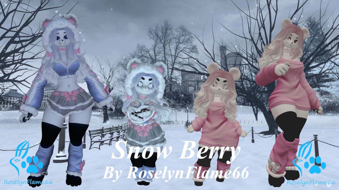 Snow Berry Winter Bear VRChat Perci and Chibi Carbuncle Avatars
