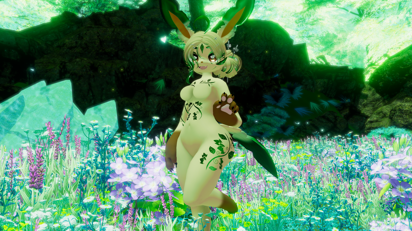 (Facetracking) Leafia the Nature Canine Deira VRChat Avatar (Quest Compatible)