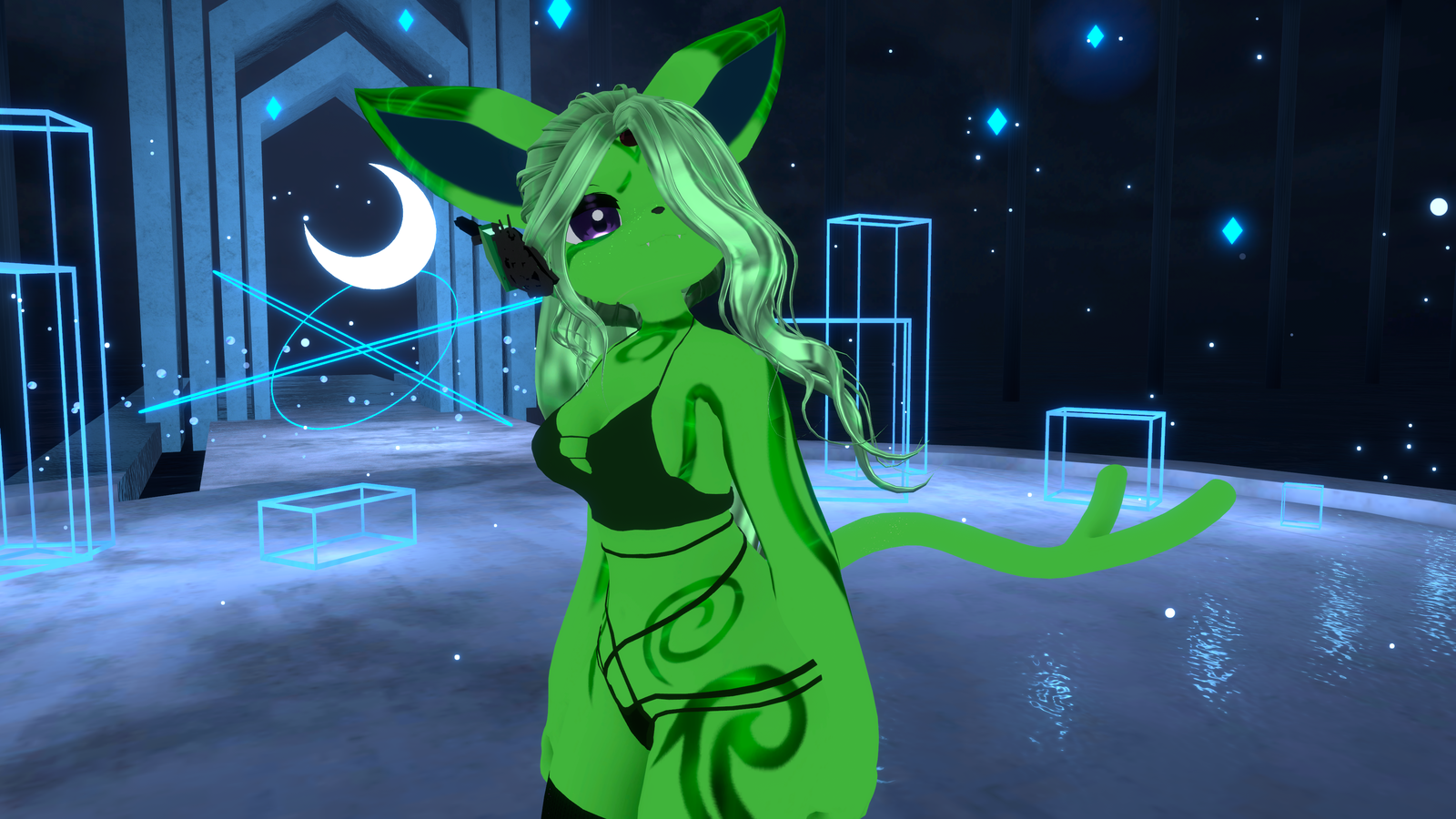 (Facetracking) Espie the Psychic Tech Canine Deira VRChat Avatar (Quest Compatible)