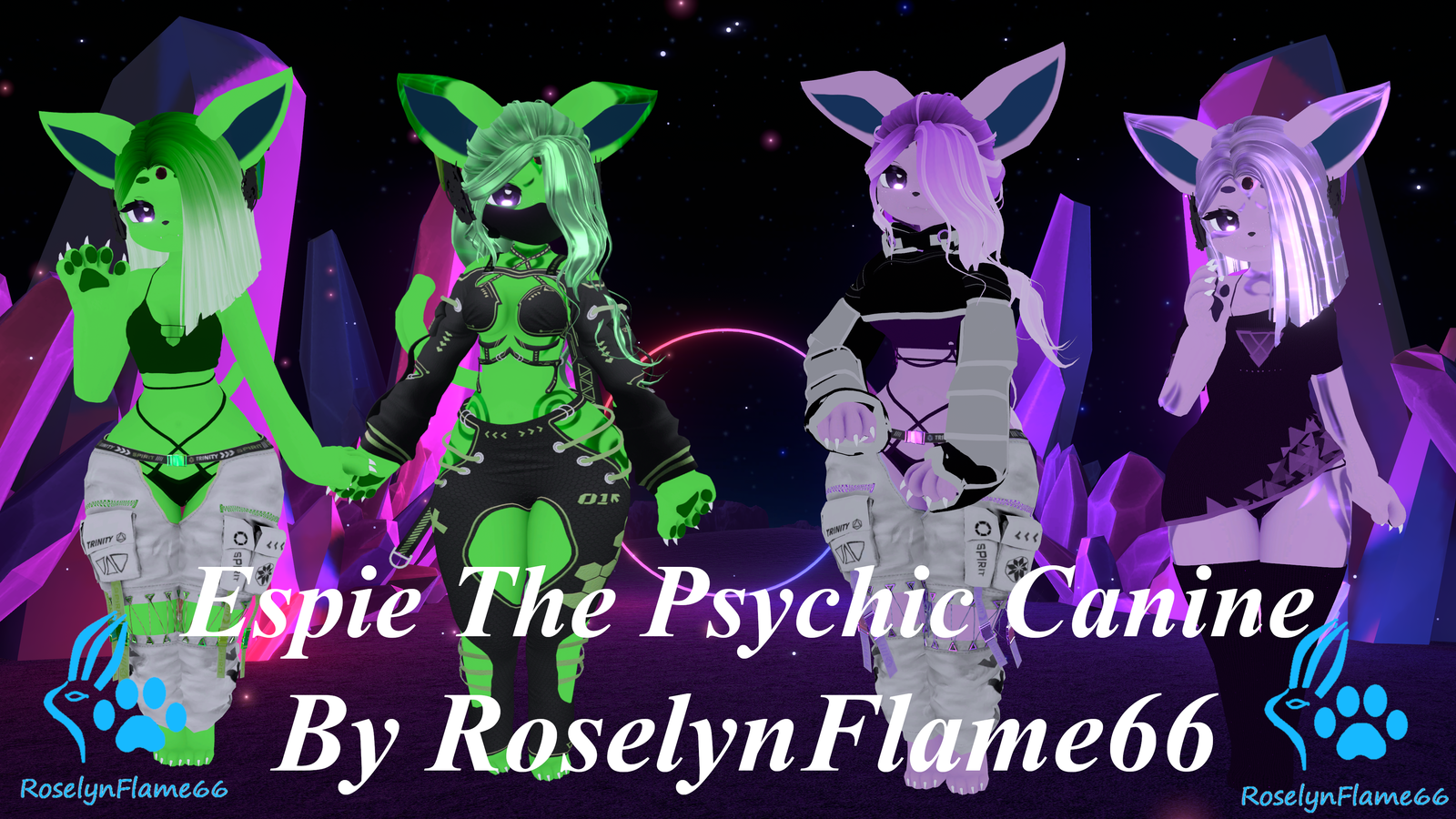 (Facetracking) Espie the Psychic Tech Canine Deira VRChat Avatar (Quest Compatible)