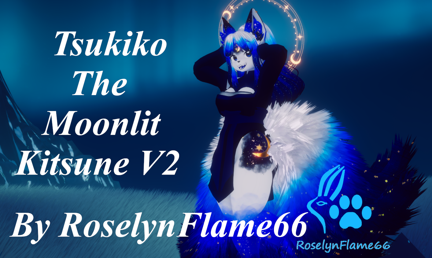 (FACETRACKING) Tsukiko the Moonlit Kitsune V2 VRChat Avatar
