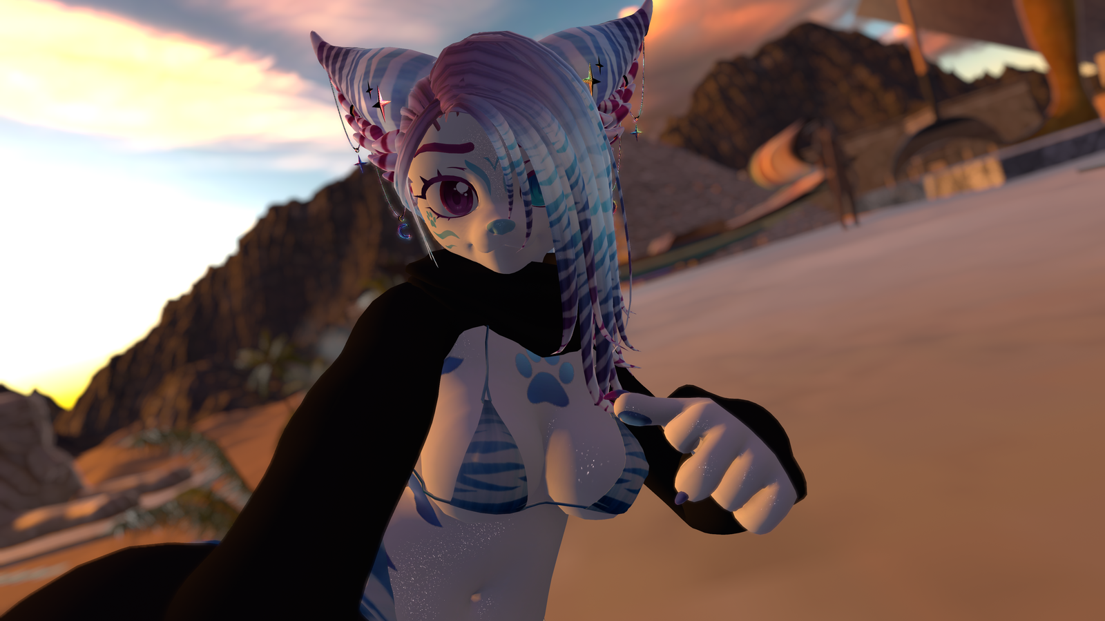 18+ (Facetracking) Kirita the Striped Fox VRChat Vulpup Avatar