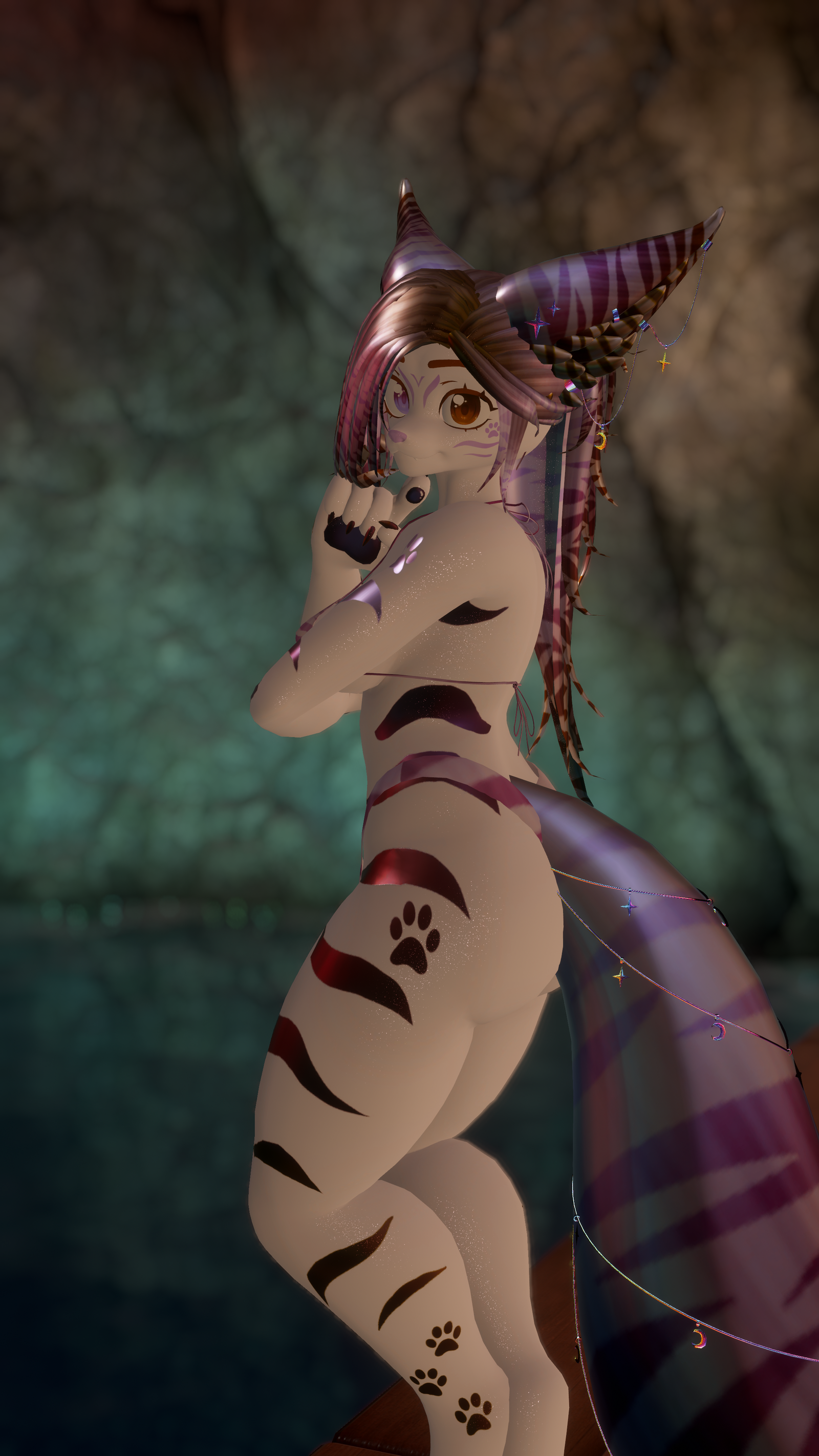 18+ (Facetracking) Kirita the Striped Fox VRChat Vulpup Avatar