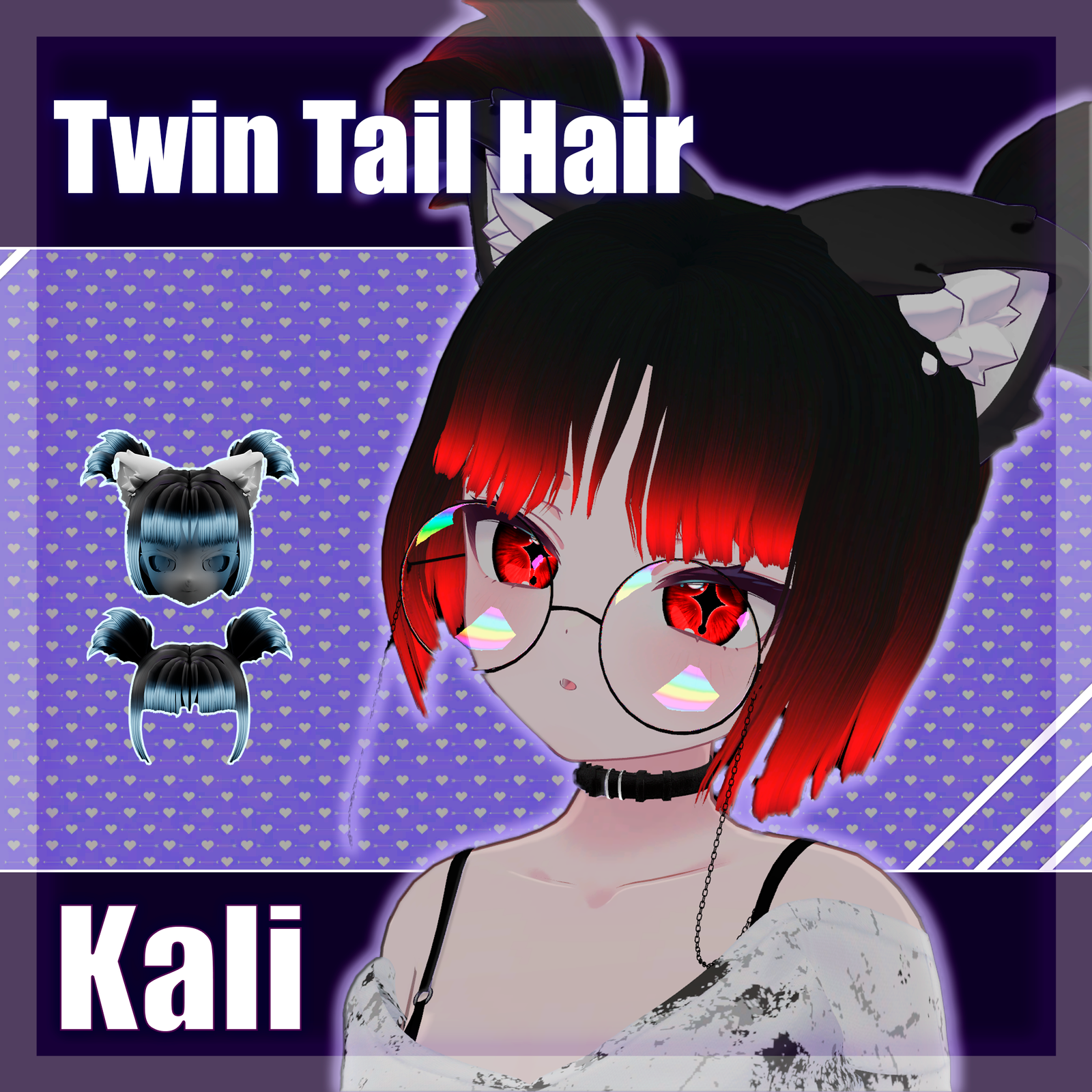 Twin Tail Hair - Anime VRChat Asset (FBX + Unity Package)