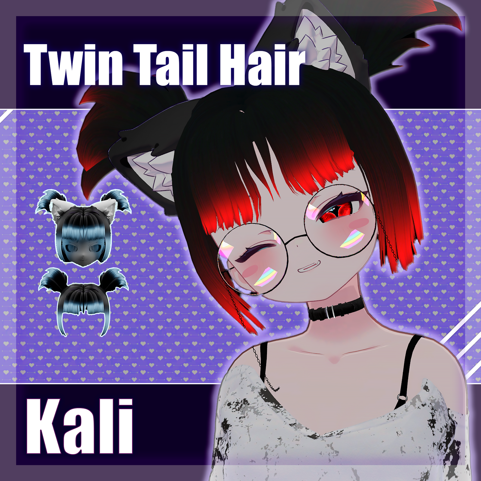 Twin Tail Hair - Anime VRChat Asset (FBX + Unity Package)