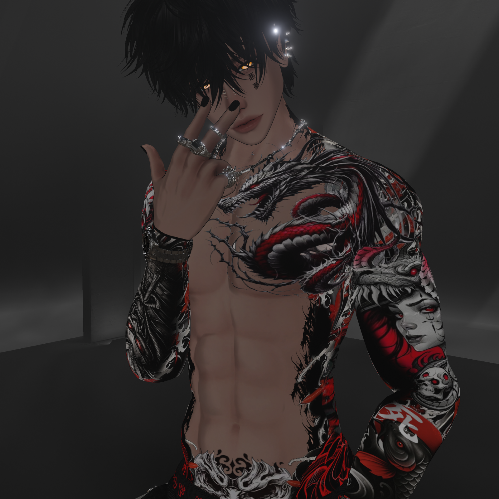 Akii v2 & Merged - Dragon Tattoo´s Body & Face ( 6 Skin Tone )