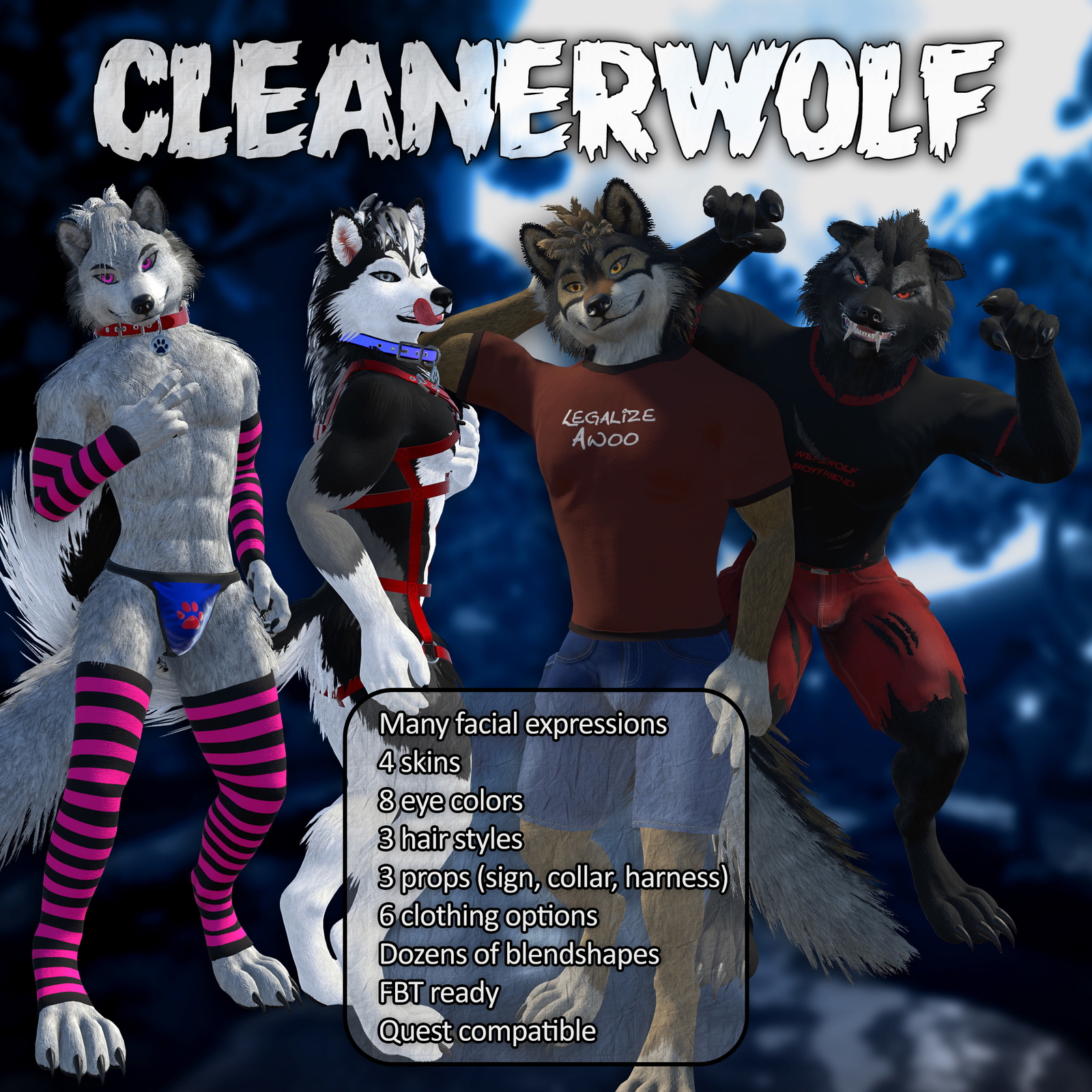 CleanerWolf Avatar for VRChat & ChilloutVR